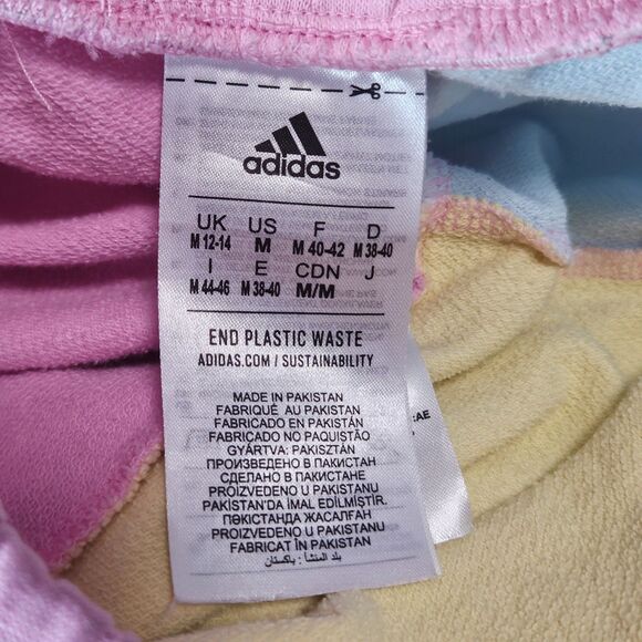 Adidas Colorblock Shorts Pastel Pink Blue Yellow Drawstring Logo Women’s M - Picture 7 of 8